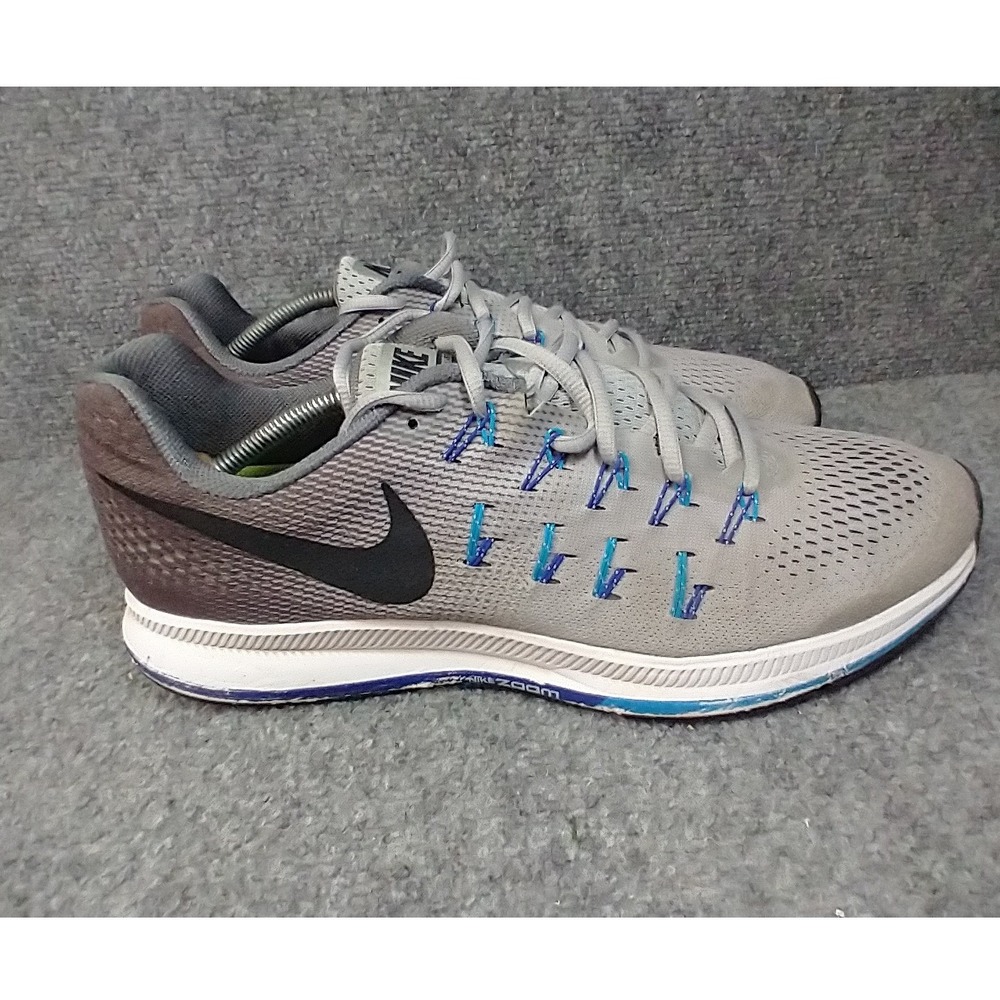 Nike Air Zoom Pegasus 33 Running Shoes Mens 12 Grey Black Blue 831352-004